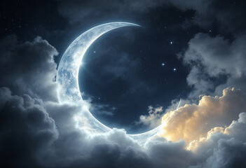 Crescent moon wallpaper. ramadhan moon wallpaper. eid moon background
