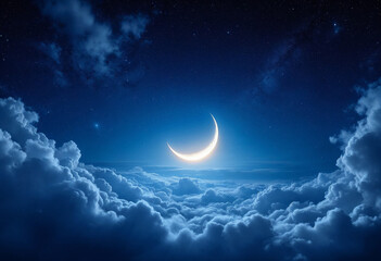 Crescent moon wallpaper. ramadhan moon wallpaper. eid moon background