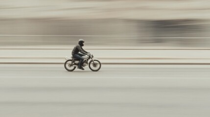 Fototapeta premium Blurred motion shot of a motorcyclist riding on a road.