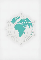 Global Connection Represented by Globe Icon isolated on transparent background., flat papercut style, with white tones