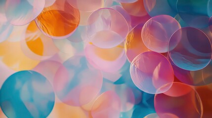 Abstract background with overlapping colorful translucent circles.