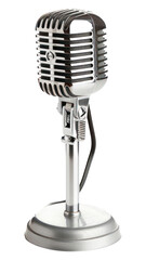 Fototapeta premium Silver microphone white background technology equipment.