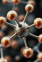 molecule or atom, Abstract molecular, structure for Science or medical background, 3d illustration, collage style, with white tones