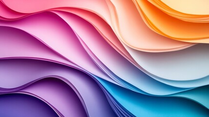 Fototapeta premium Colorful Abstract Background. Wavy Paper Sheets, Art Composition, Vivid Colors, Modern Design.