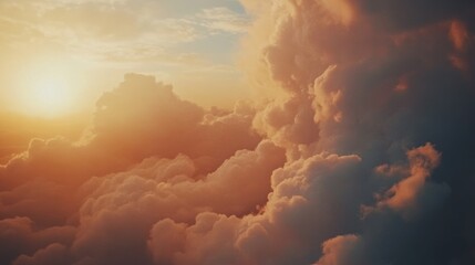 Golden Hour Above the Clouds: A Sunset Aerial View