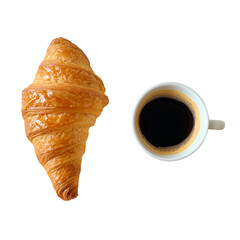 Croissant with a cup of black coffee
