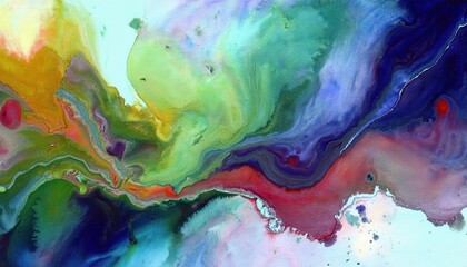Vibrant Watercolor Abstraction A Swirling Dance of Color and Texture in a HandPainted Masterpiece from