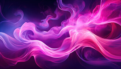 Obraz premium An abstract cloud of swirling, luminous smoke with vibrant neon pink and purple hues, creating a mystical, ethereal atmosphere with a touch of futuristic and artistic energy. 