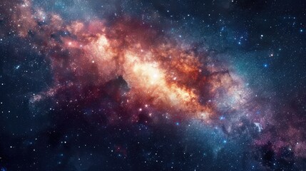 Captivating view of a sad galaxy surrounded by distant stars and cosmic clouds in dark space