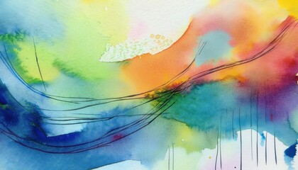 Vibrant and Expressive Watercolor Abstraction, Blending Swirling Colors and Textures to Create a Whimsical, Emotional Landscape.