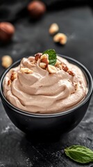 Hazelnut Dessert in a Bowl with Mint and Nuts: A Culinary Delight