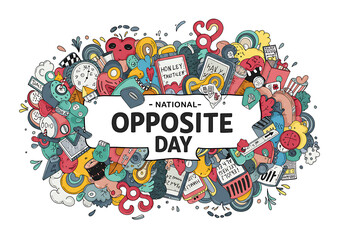 Obraz premium National Opposite Day. 25 January, national opposite day banner, poster, card. holiday concept. Flat illustration. JPEG format