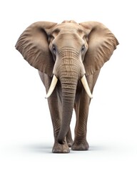 Fototapeta premium Front View of African Elephant Walking Towards Camera. Isolated Image of Majestic Wildlife in Nature
