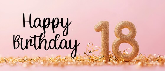 Sparkling Gold 18th Birthday Celebration: Festive Number and Confetti