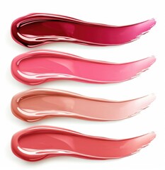 Obraz premium Set of four colorful cosmetic smears and lipstick swatches on white background