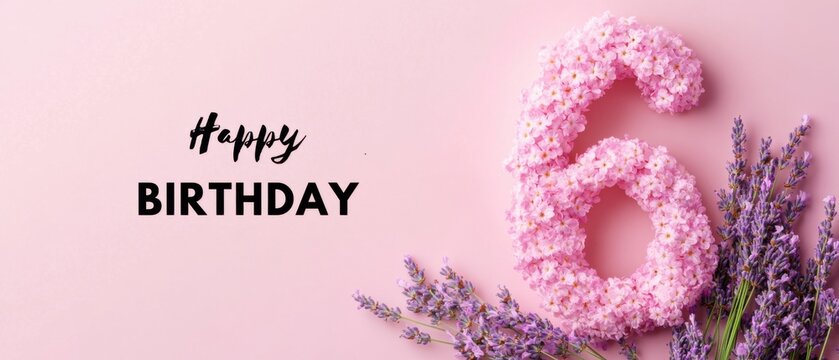 Happy 6th Birthday Floral Arrangement: Pink Flowers and Lavender Design