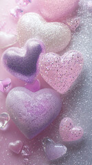 Obraz premium Shimmering hearts and sparkles for a romantic Valentine's Day background in pastel tones