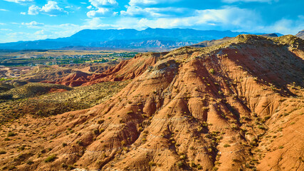 Aerial of Gooseberry Mesa Desert and Townscape in Utah