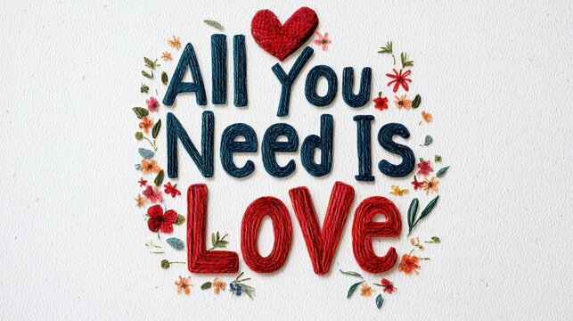 Colorful Handcrafted Embroidery Art with Inspirational Love Message