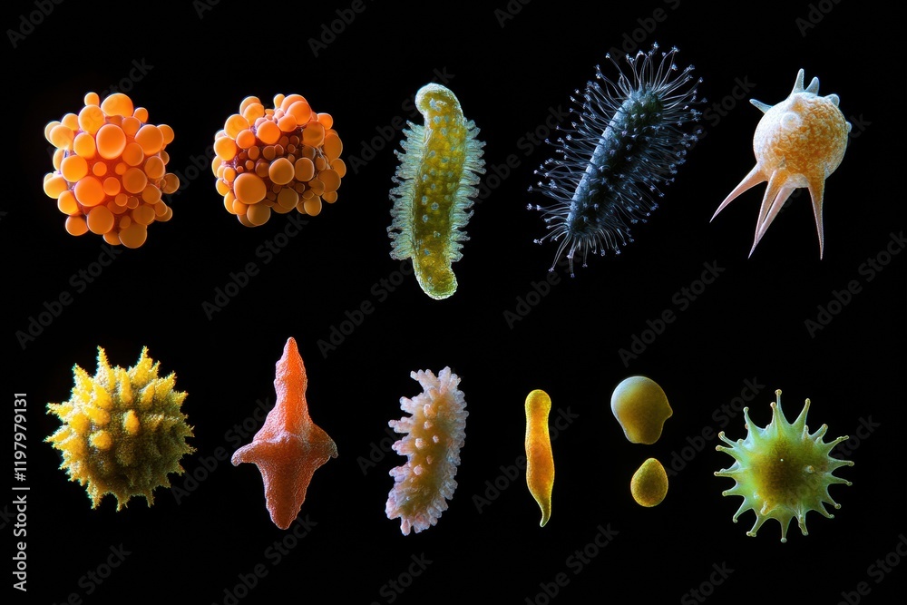 Leinwandbilder evolving bacteria showcase diverse forms and colors in a captivating display of microbial life. gene