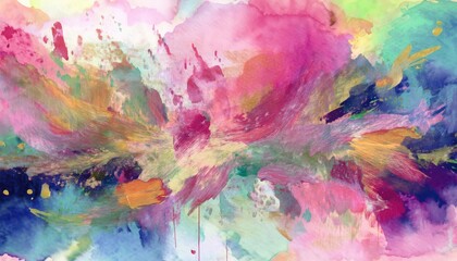Vibrant Watercolor Abstraction A Whimsical Exploration of Color and Form in a HandPainted Masterpiece from