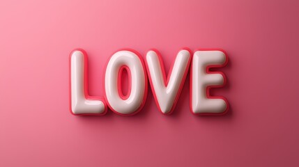 Whimsical 3D Rendering of the Word Love on a Pink Background
