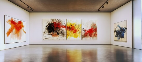 Modern art space creating a sense of depth with blurred visuals. 