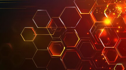 Obraz premium Overlapping hexagonal grids with glowing highlights in red, bold and modern Illustration