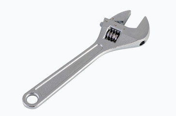 Adjustable Wrench on White Background