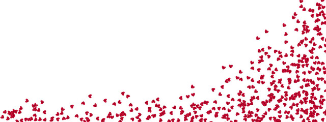 Love Valentine background with red petals of hearts on transparent background. Vector banner, postcard, background.The 14th of February. Vector EPS 10