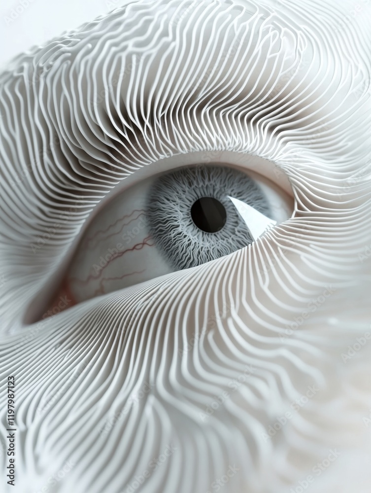 Fototapete close up view of a human eye showcasing intricate details and unique textures on the surface. genera