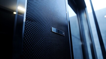 Obraz premium A carbon fiber front door with a glossy black weave pattern 