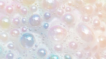 A bubbly foam texture with small, iridescent bubbles 