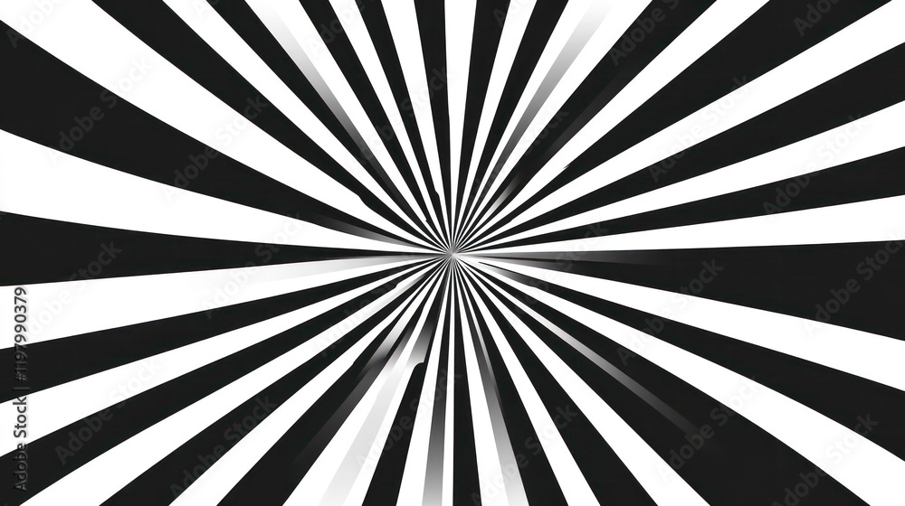 Poster Abstract black and white radiating lines converging to a central point, creating a hypnotic effect.