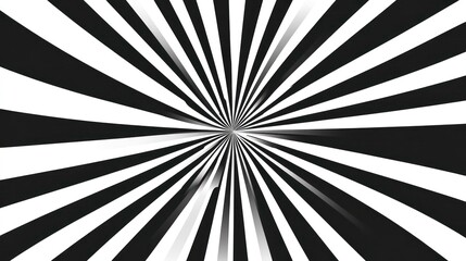Abstract black and white radiating lines converging to a central point, creating a hypnotic effect.