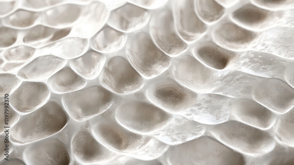Poster close-up of a textured, off-white organic surface with a honeycomb-like pattern.
