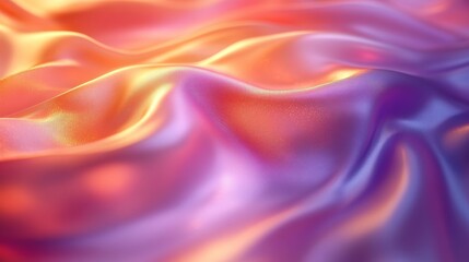 Fototapeta premium Dreamy Sunset Hues Abstract Silk Fabric Texture, Shimmering Gradient Background