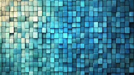 Abstract Blue Cube Mosaic Textured 3D Block Pattern Background