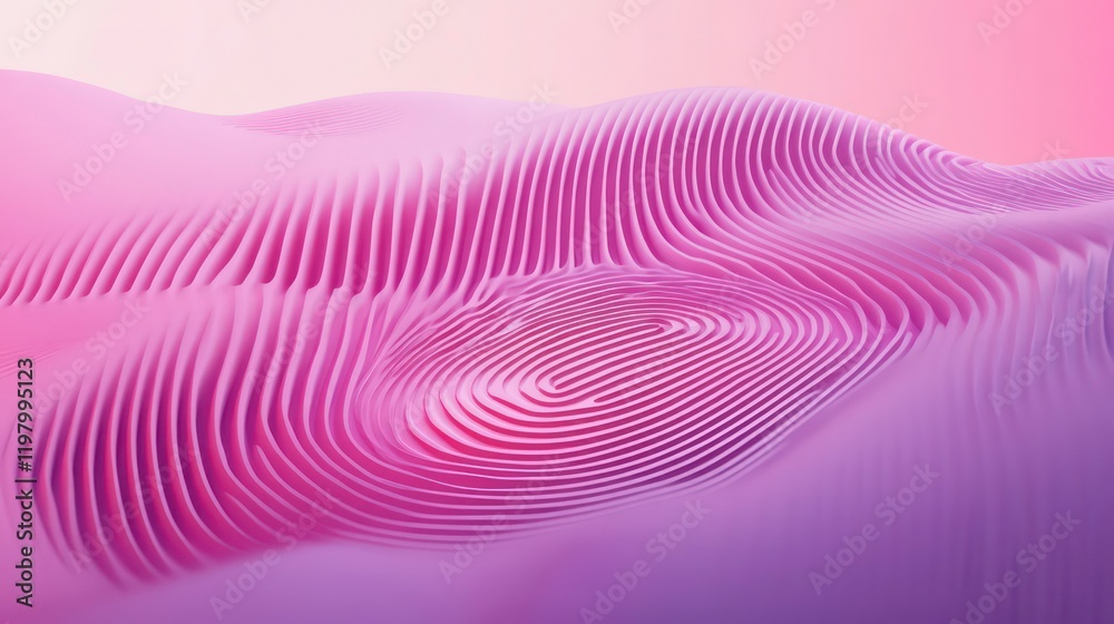 Aufkleber abstract pink 3d rendered landscape with concentric circles forming a fingerprint-like pattern.