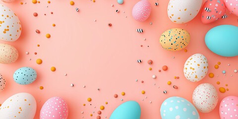 Happy Easter Decoration Background with Colorful Eggs and Festive Spring Vibes







