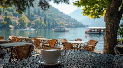 Serene Cafe View by the Lake