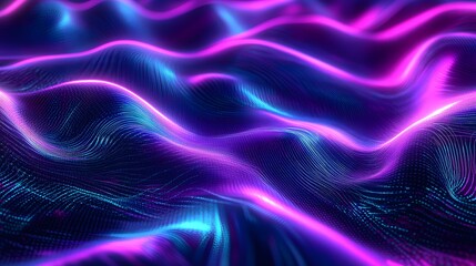 Neon curved pulsating patterns in a digital background