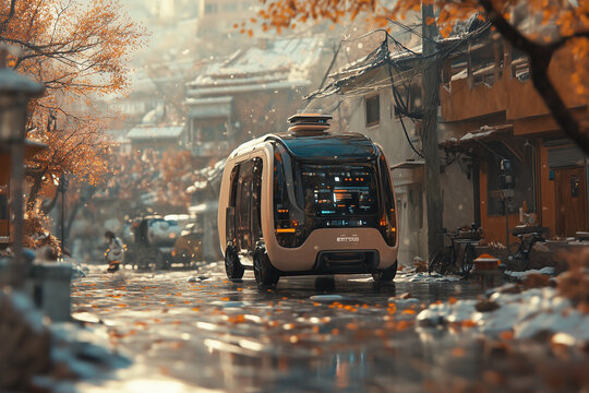 Bus futuriste en ville