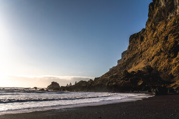 black beach volcanic lava sand in Iceland 