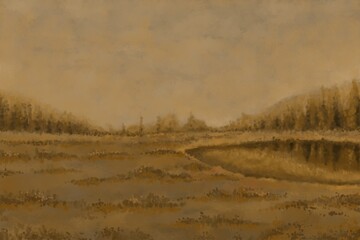 Abstract Landscape Painting - digital painting. The picture is painted by hand on a tablet. © neurostructure