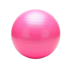 Obraz premium Vibrant pink yoga balance ball on white background