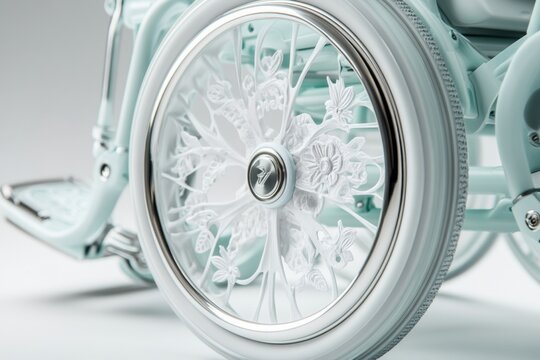 A detailed view of a wheelchair foldable mechanism, showing its practicality and design