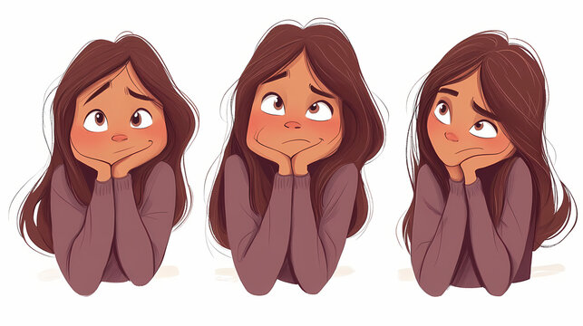 Sad stressed upset cartoon character adult woman female person. Frostthorn. Illustration