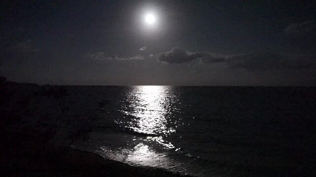 Full Moon with Fast Moving Clouds in the Night Sky