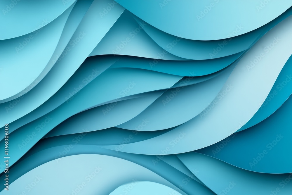 Aufkleber A flat design of overlapping wave patterns, with varying shades of blue and green blending seamlessly into one another
